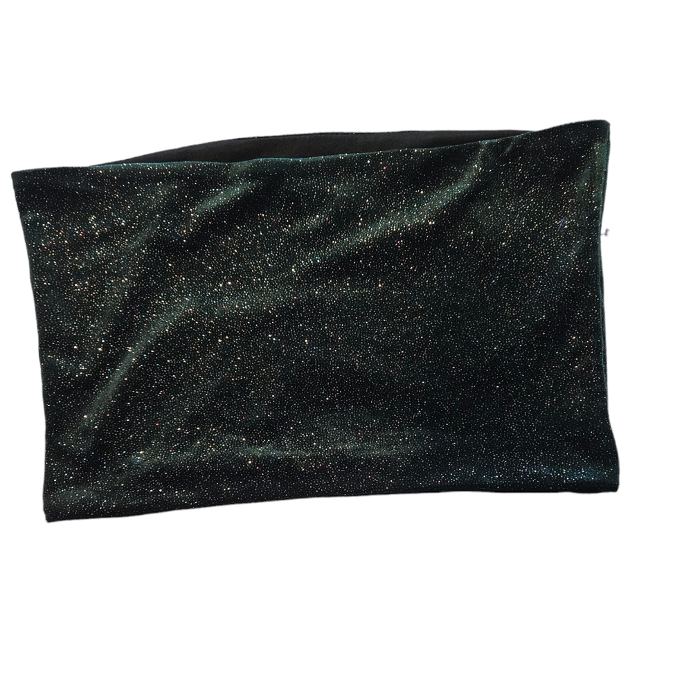 Topshop Green Velvet Strapless Top Sparkle Size 8